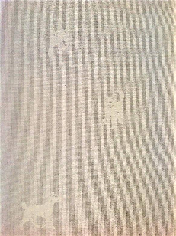 本塩沢 まわた縞絣（犬）　No.1862　ベージュ地/焦げ茶目色 2枚目の画像