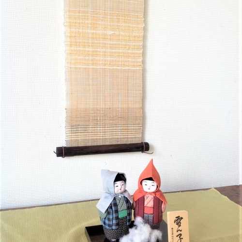 塩沢織木目込人形 雪ん子雪ん子(小)水色・ピンク頭巾 その他人形