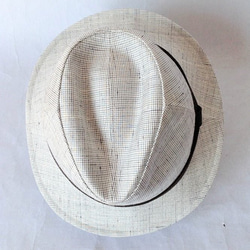 伝統織物のトップブランド塩沢織の中折帽子 微塵格子白地　Ｌサイズ 4枚目の画像