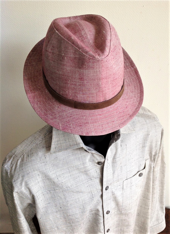 伝統織物のトップブランド塩沢織の中折帽子 えんじ　Ｍサイズ 5枚目の画像