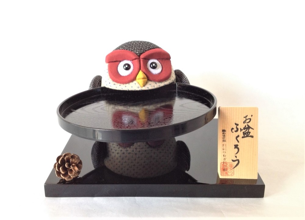 塩沢織木目込み人形　創作ふくろう人形(お盆ふくろう)