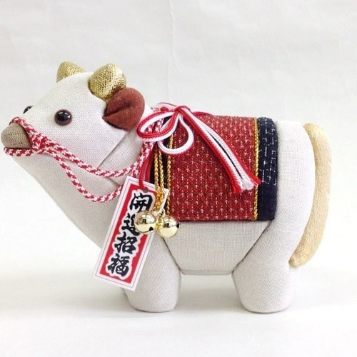 塩沢織木目込み人形「招福丑(小)」 鬼門封込干支 その他人形