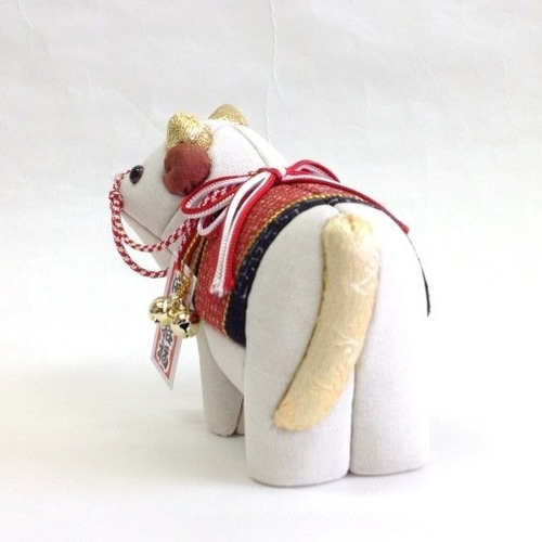 塩沢織木目込み人形「招福丑(小)」 鬼門封込干支 その他人形 tsumugi