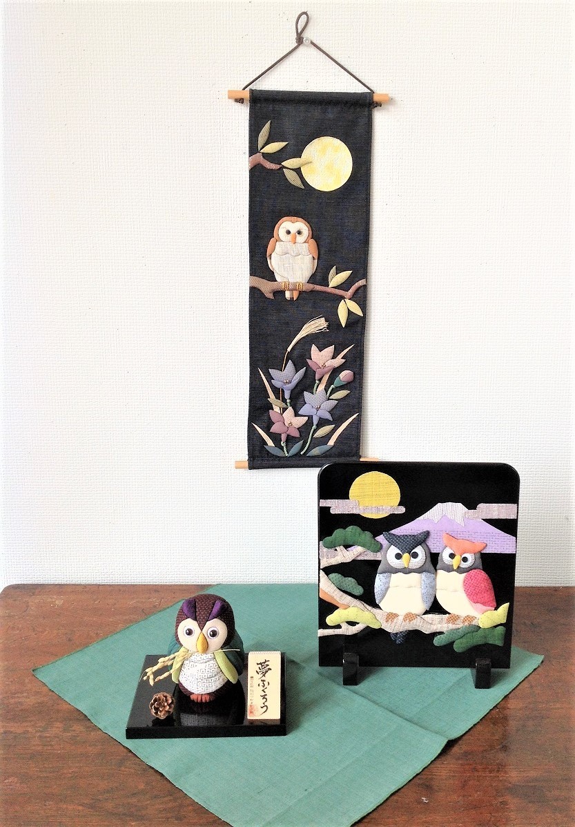 塩沢織　押し絵ロングタペストリー　秋の夜