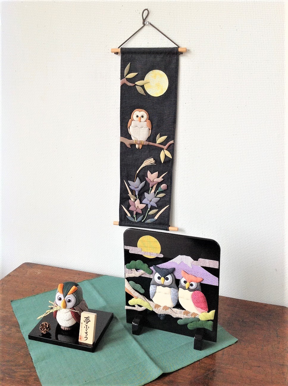 塩沢織　押し絵ロングタペストリー　秋の夜