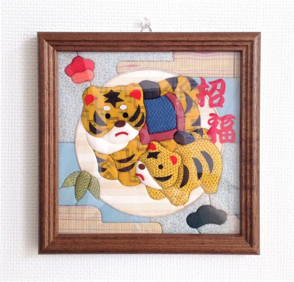 布絵　織物　平安　額装 布絵 織物 平安 額装