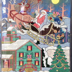 クリスマス飾り　塩沢織 貼り絵 Santa Claus is coming to town　Ａ 2枚目の画像