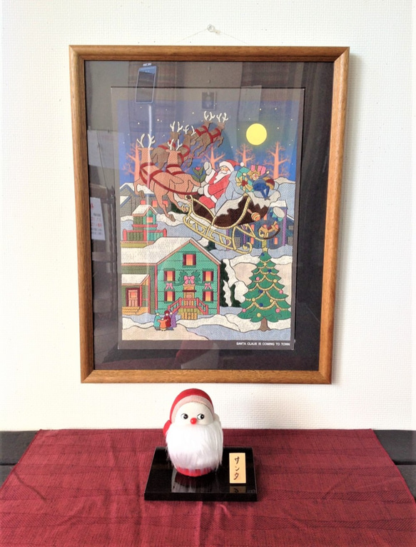 クリスマス飾り　塩沢織 貼り絵 Santa Claus is coming to town　Ａ 4枚目の画像