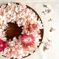 かわいいピンクのあじさいのリース pink 22センチ プリザーブド