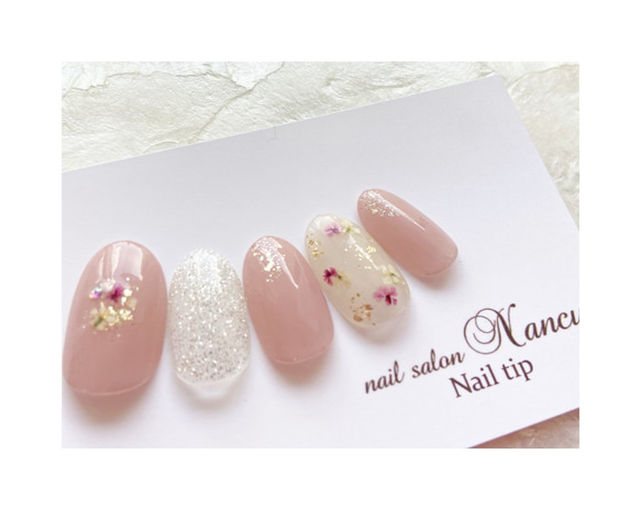 押し花ネイル/春ネイル/お花ネイル/ネイルチップ/オフィスネイル