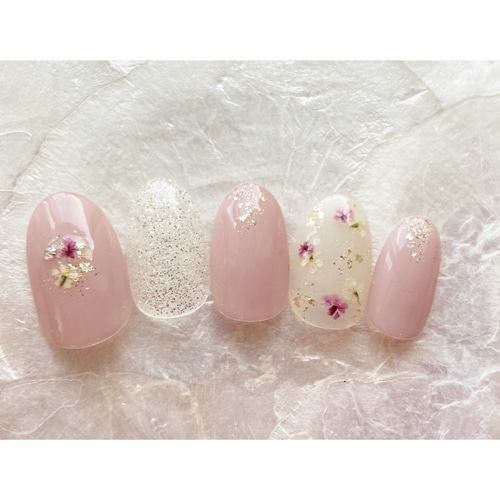 押し花ネイル/春ネイル/お花ネイル/ネイルチップ/オフィスネイル 押し花ネイル/春ネイル/お花ネイル/ネイルチップ/オフィスネイル