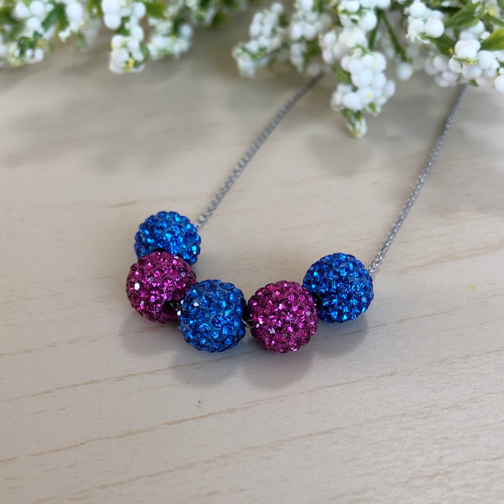 華やかで存在感抜群！　ガラスボールのパヴェネックレス［サファイヤ／フィッシャー］