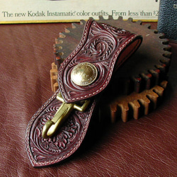 レザー・フェザー・ネックレス （大＆中）右向き 昭南皮革 タンニン