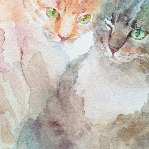 水彩画 「猫」 複製画 A4ポスター 絵画 Turr - KAORI TSUGE 通販 水彩画 「猫」 複製画 A4ポスター 絵画 Turr - KAORI TSUGE 通販