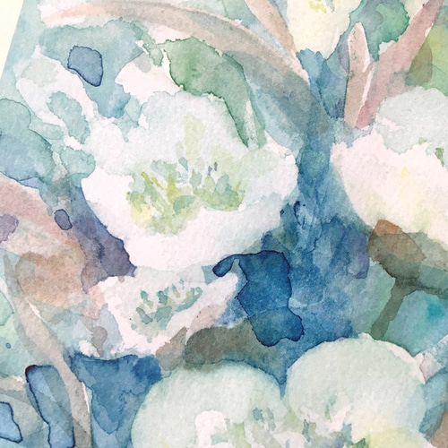 水彩画 「青の庭」 複製画 A4ポスター 絵画 Turr - KAORI TSUGE