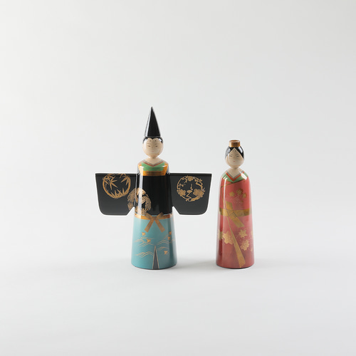 伝統工芸・輪島塗 「夫婦立雛」 ～花の丸蒔絵～ ひな人形・雛