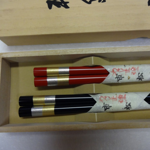 伝統工芸・輪島塗 本漆塗り「夫婦箸」 市松模様・市松柄仕上げ 箸