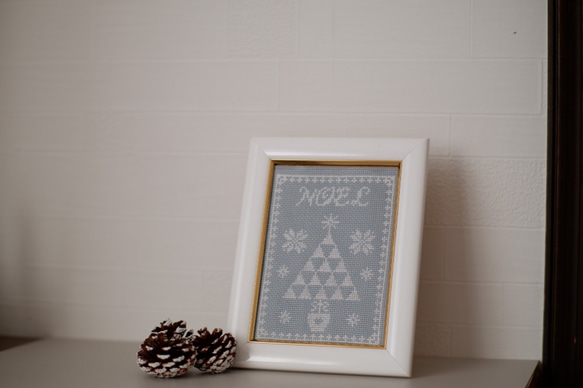【初心者】クロスステッチ キット　キラキラ輝く雪の結晶　ホワイトクリスマス　大人クリスマス　手作りインテリア 5枚目の画像