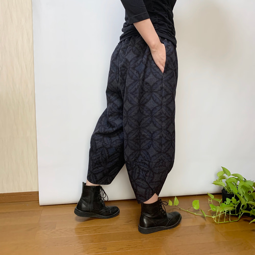 着物リメイク　サルエルパンツ　セットアップ 着物・浴衣リメイクサルエルパンツ フラワー | iichi 日々の