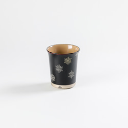 伝統工芸　輪島塗　マグカップ(反形)　「スノークリスタル蒔絵～溜内白塗」 4枚目の画像