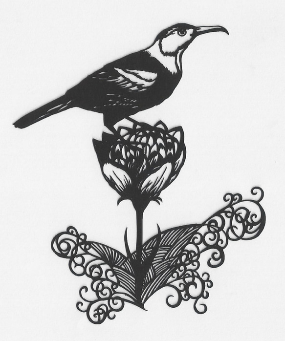 切り絵 鳥と花 切り絵 Bambi 通販 610441｜Creema(クリーマ