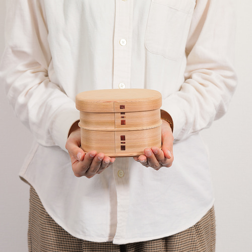 柴田慶信商店　つくし弁当箱　二段被せ蓋　小 白木 漆 つくし弁当箱 入れ子 被せ蓋 | 柴田慶信商店 秋田県大館市