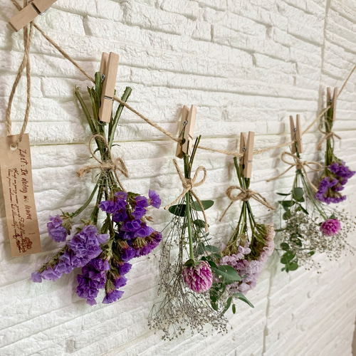 ドライフラワー ガーランド スワッグ パープル ドライフラワー Y＆M  