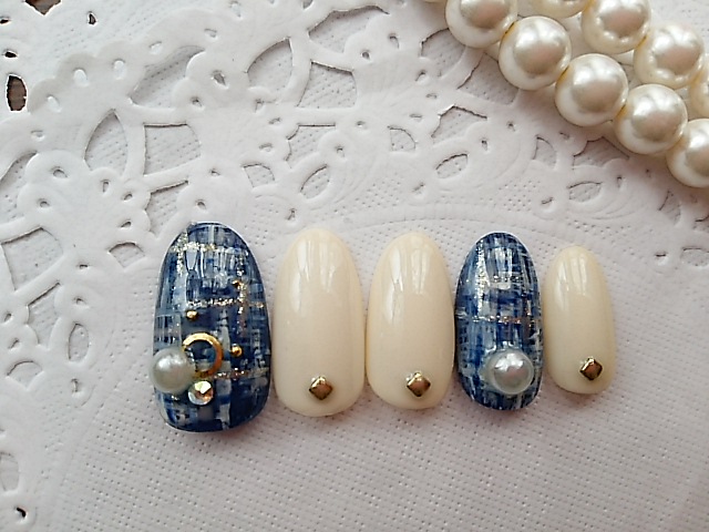 ♡ブラウンツイードネイル♡ ネイルチップ　ハンドメイド No.21 ツイードネイル /秋ネイル/ブラウンネイル/ボルドーネイル