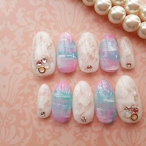 ネイルチップ スワロフスキー マーブル Nail