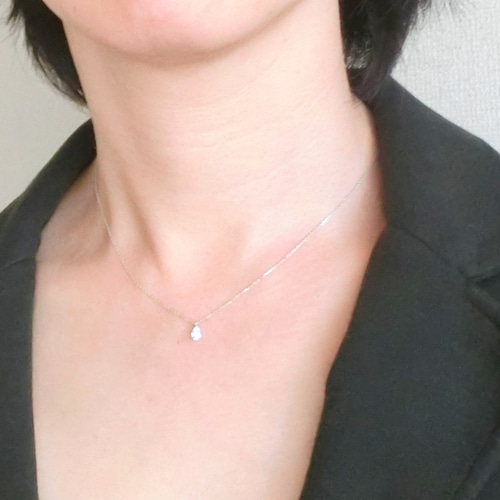 しずく型ダイヤのPTネックレス ネックレス・ペンダント ReunirDays 