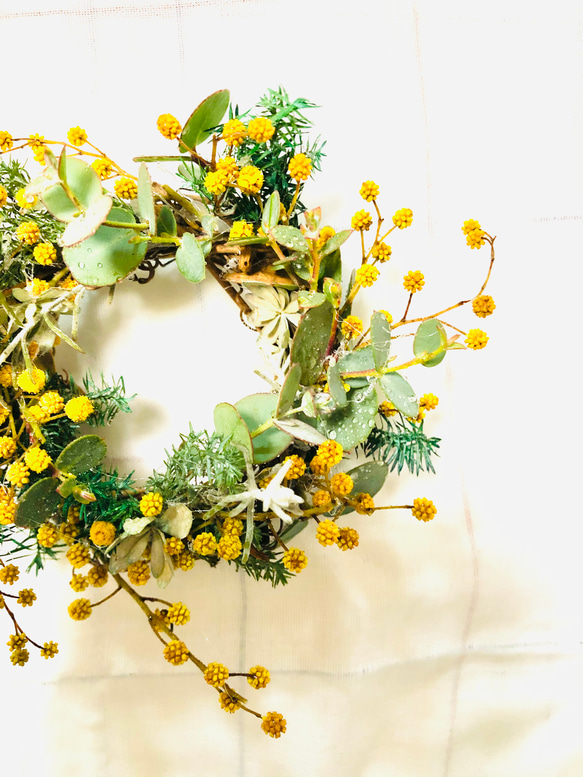 受注制作春の野原のミモザリース④