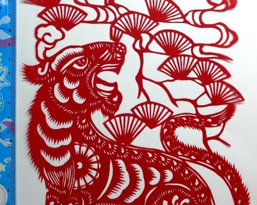 【ハンドメイド】切り絵 アート 虎&チーター　大きい　切り絵本体のみオーダー可能 切り絵・十二支（虎） 切り絵 切り絵の世界 通販 11087292｜Creema