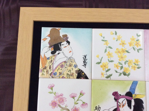 歌舞伎と花の額 2枚目の画像