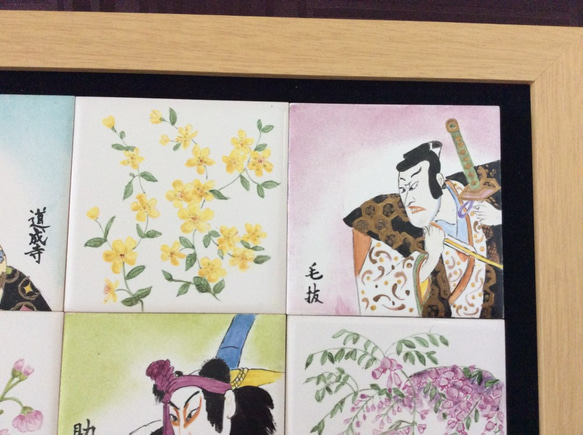歌舞伎と花の額 4枚目の画像
