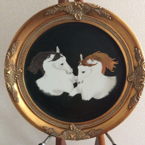 金と銀の鬣の2頭の白馬 絵画 misa7 通販 7899611｜Creema(クリーマ)