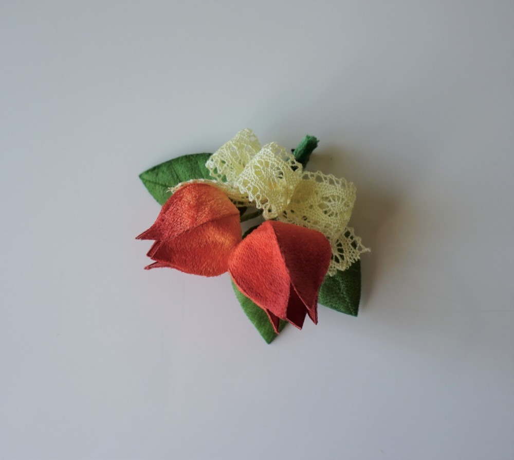 ほおずきのブローチ◇リボン付き（取り外し可）◆＃１