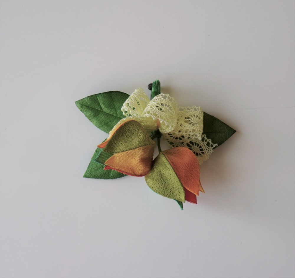 ほおずきのブローチ◇リボン付き（取り外し可）◆＃２