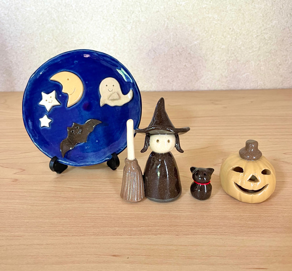 やきもの人形⭐︎ハロウィンプレートとかぼちゃ 2枚目の画像