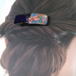 ヘアアクセサリー　バレッタ　パールフラワー　レジン 1枚目の画像