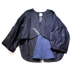 麻のゆったりバルーン袖+ファスナー使いが個性的なジャケット【gri:n ai】 5枚目の画像