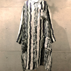 シャリ感ある麻シルク&ユニークなストライプのオーバーサイズのシャツコート【gri:n ai】 12枚目の画像