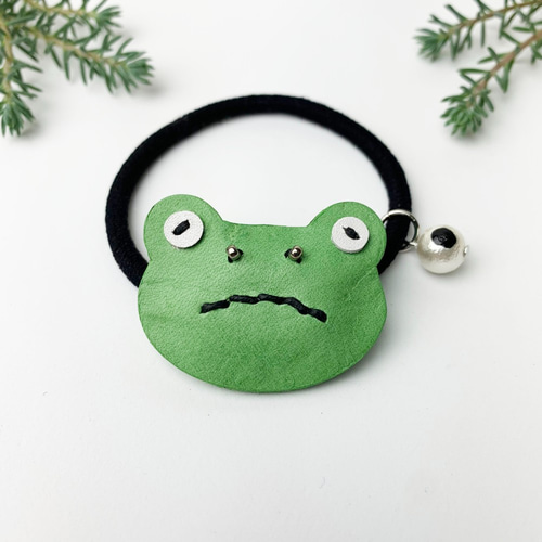 秋デザイン カエルさんラメ系ラウンドレジンヘアゴム 秋デザイン