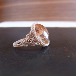 cord:0.25mm ルチルクォーツ　マクラメリング　bei　指輪　天然石アクセサリー 2枚目の画像