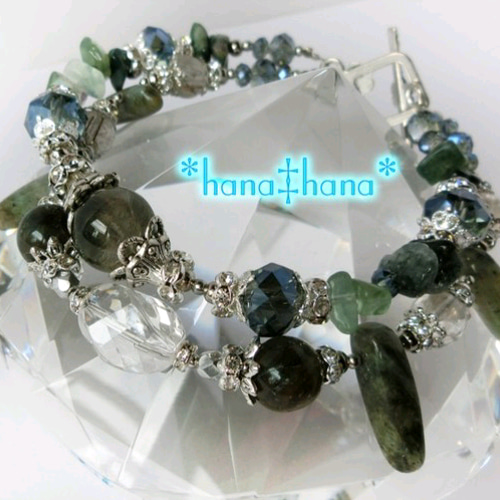 プラチナルチル×ラブラドライトのブレスレット プラチナルチルクォーツ ブレスレット 11.5-12mm #PF179