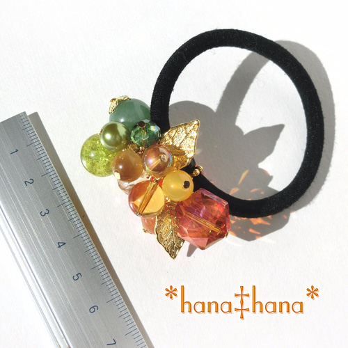 秋の紅葉グラデーション**‡天然石ヘアゴム1347 ヘアゴム *hana‡hana