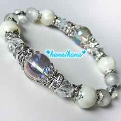 一点物　天然石　ハンドメイドブレス　ピンクガーデン　淡水パール　マザーオブパール 一点物 天然石 ハンドメイドブレス ピンクガーデン 淡水パール