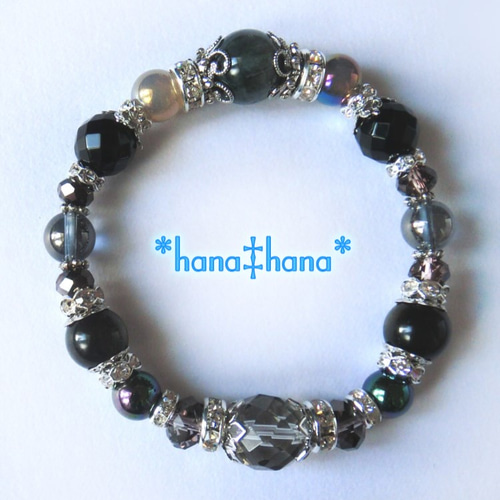 クリスタル＆イーグルアイマクラメブレスレット イーグルアイ‡**天然石ブレスレット994 ブレスレット *hana‡hana