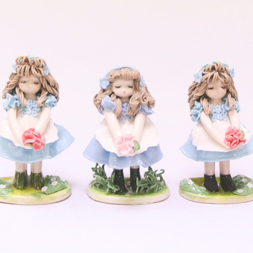 陶器人形 ミニブーケシリーズ 水色 その他置物 Atelier tête-à