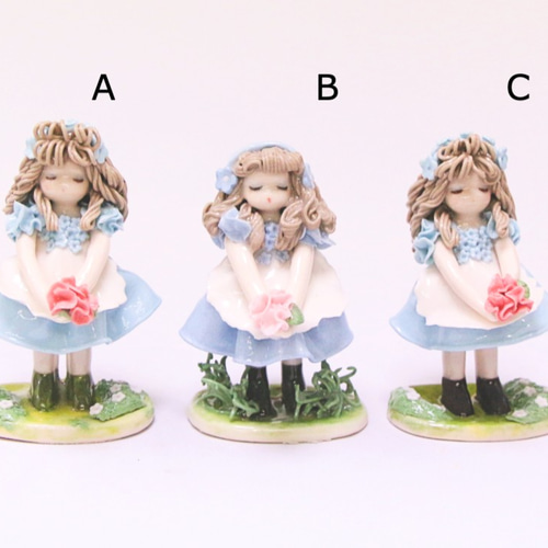 陶器人形 ミニブーケシリーズ 水色 その他置物 Atelier tête-à