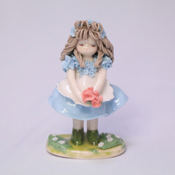 陶器人形　ミニブーケシリーズ　水色 5枚目の画像